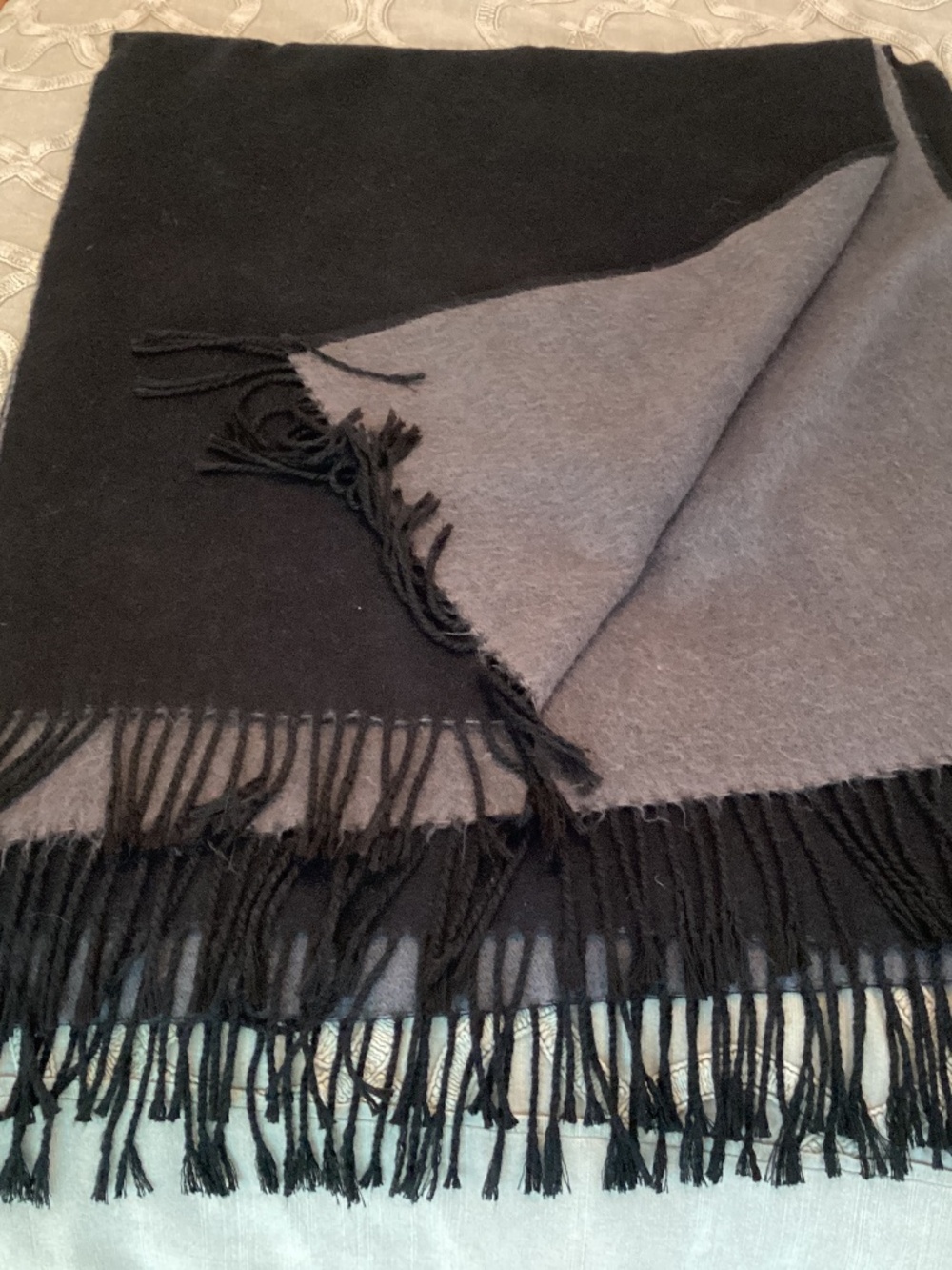 Italian Wool Wrap - Reversible gray and black